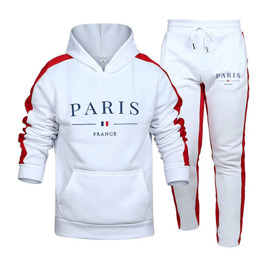 Men Two Piece Tracksuit Set Sportswear Hoodie Fashion Comfortable Casual