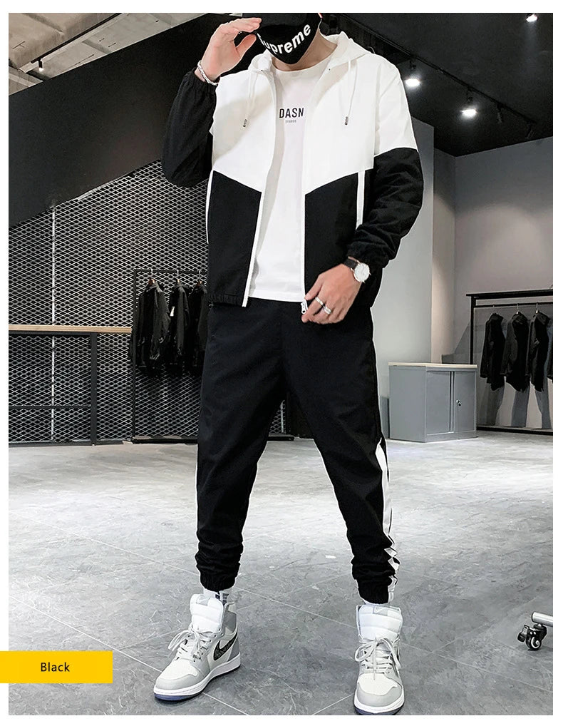 Men Tracksuit Casual Male Joggers Sportswear 2 Piece