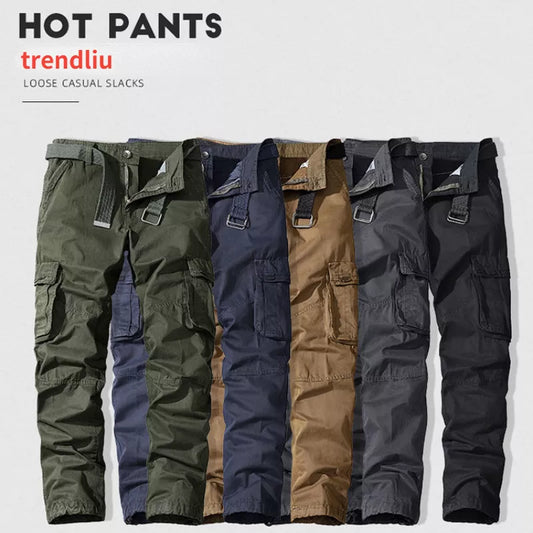 Men's Military Trousers Casual Cotton Solid Color Cargo Pants