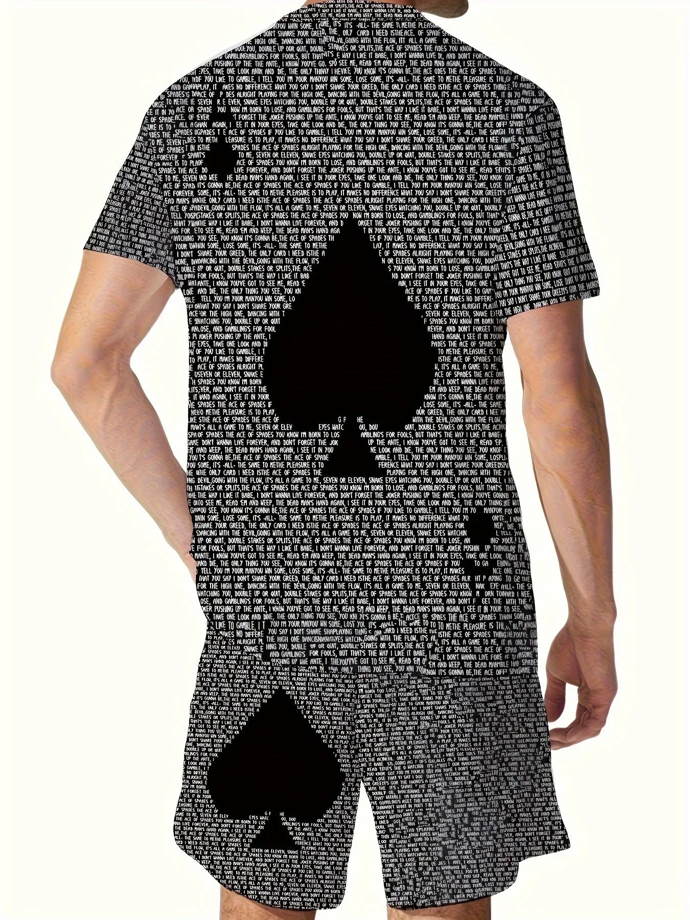 Mens 2 Piece Outfits, Spade Pattern, Comfy T-shirt And Casual Shorts.