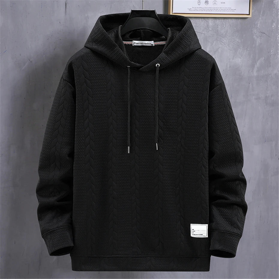 Men's Hoodies Plus Size Solid Color Sweatshirt Pullover Black White