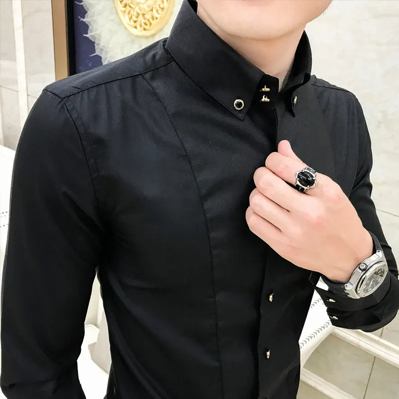 Men's Shirts Luxury Brand Long Sleeve Elegant Business