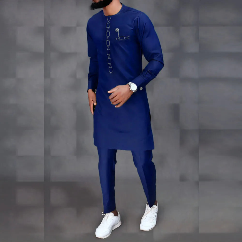 Kaftan Elegant African Men's 2 Pieces Ethnic Tops Luxury Men's Suit