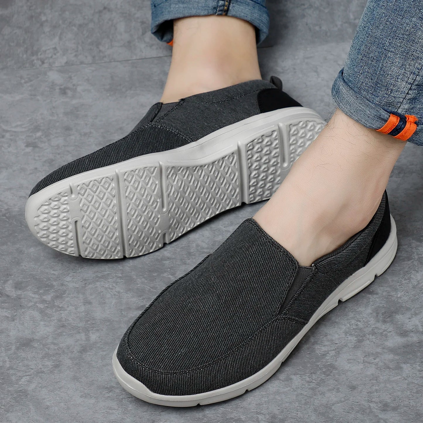 Men Canvas Breathable Comfortable Outdoor Slip On Walking Sneakers