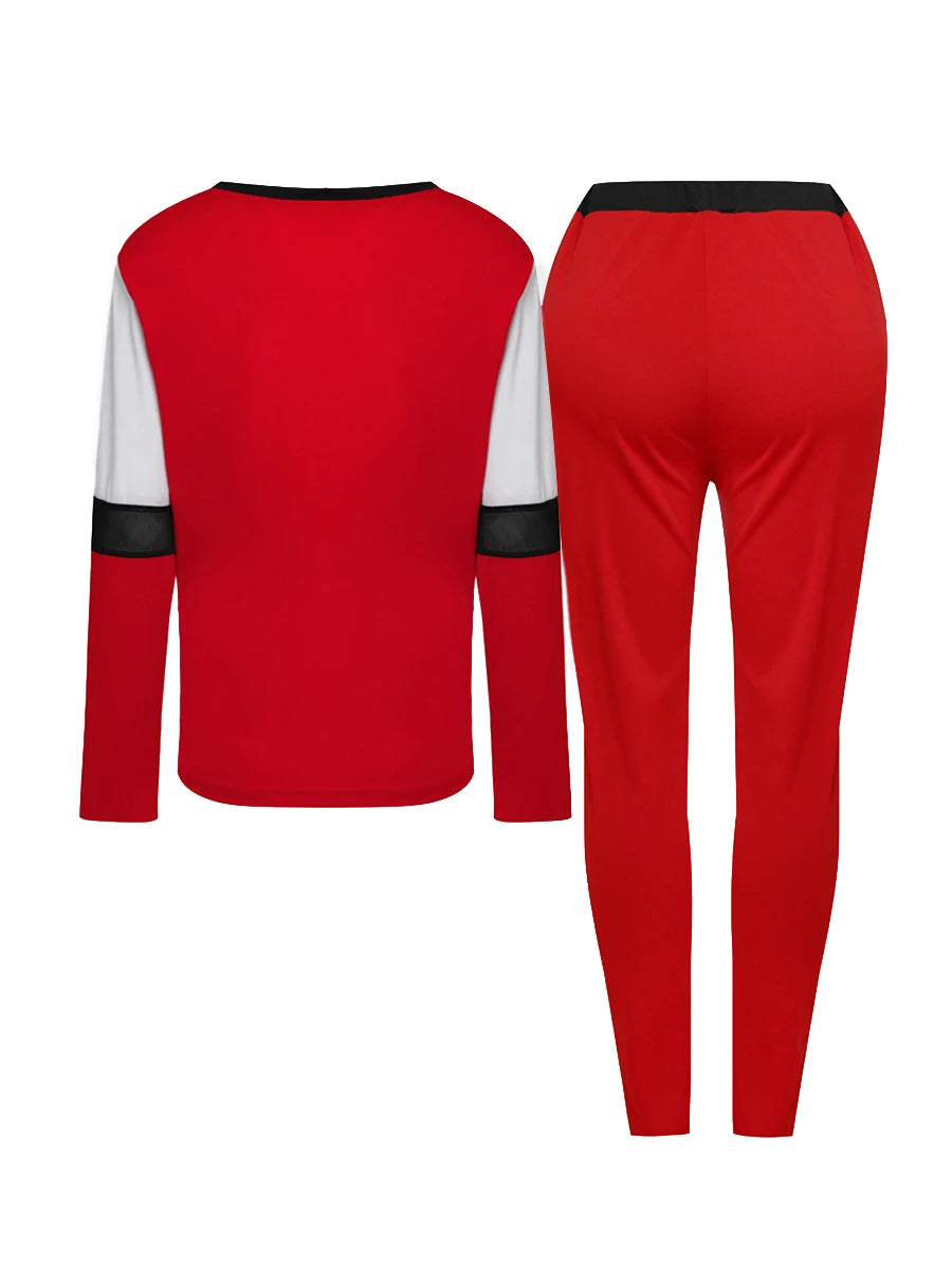 Plus Size Women Two Piece Tracksuit Pants Set Conventional Collar