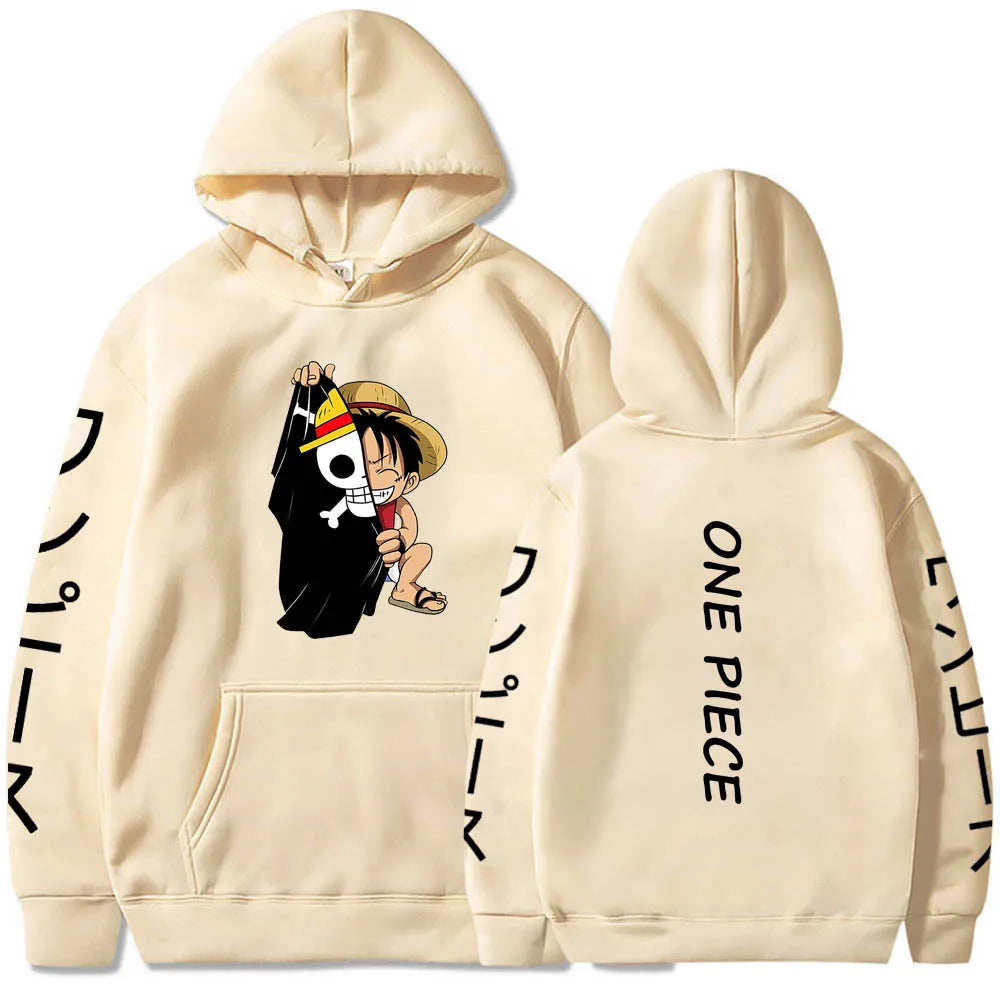 New One Piece One Piece Luffy Print Hoodie Unisex Sweater Plus Fleece