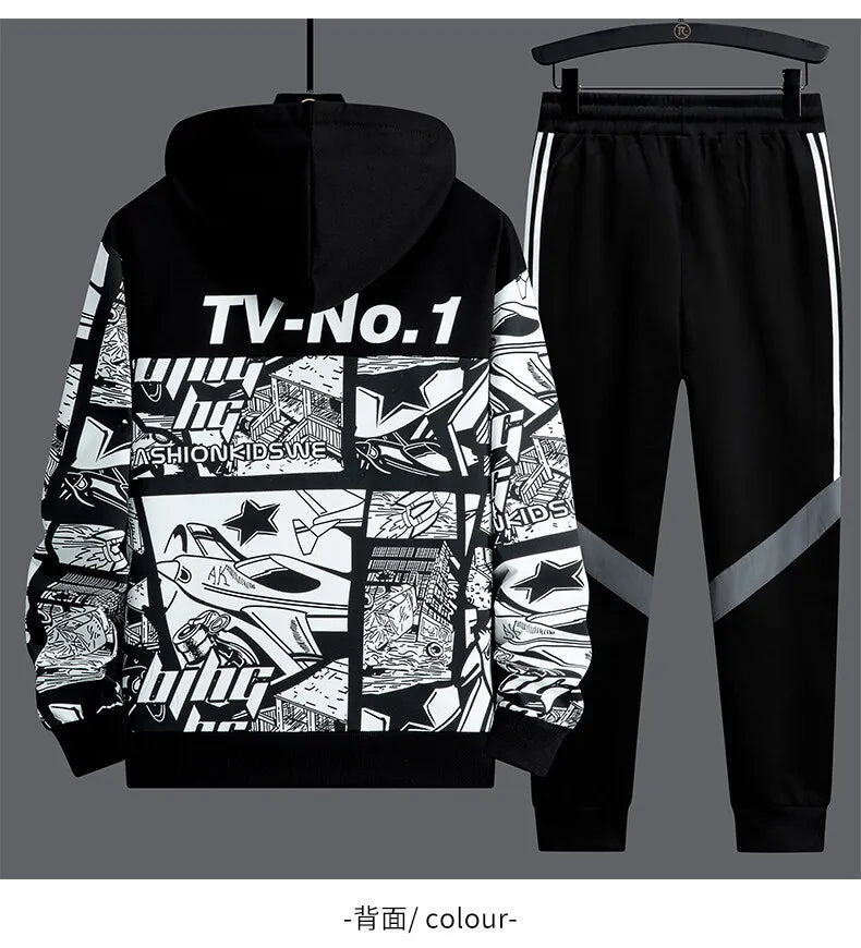 2024 Spring Men Hoodie Tracksuit 2 Piece Streetwear