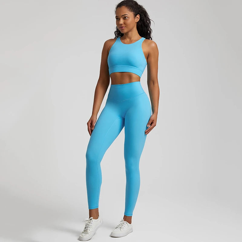 Seamless Yoga Set Women Gym Set Workout Clothes 2pcs Running Fitness Suit Sports Bra Top And High Waist Leggings Pant Sportswear