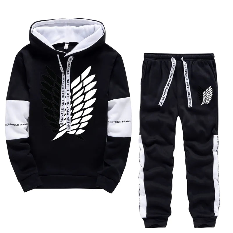 Men Tracksuit Two Piece Pullover Hoodies Tracksuit Men Luxury