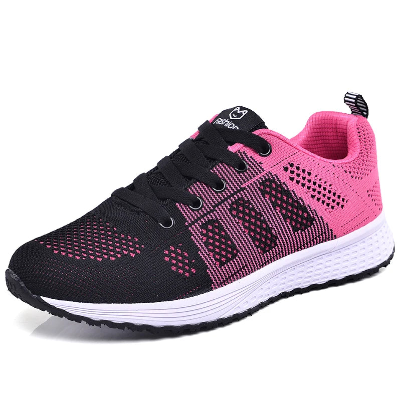 New  Women Running Shoes Lace Up Mesh Gym Shoes Breathable Lightweight