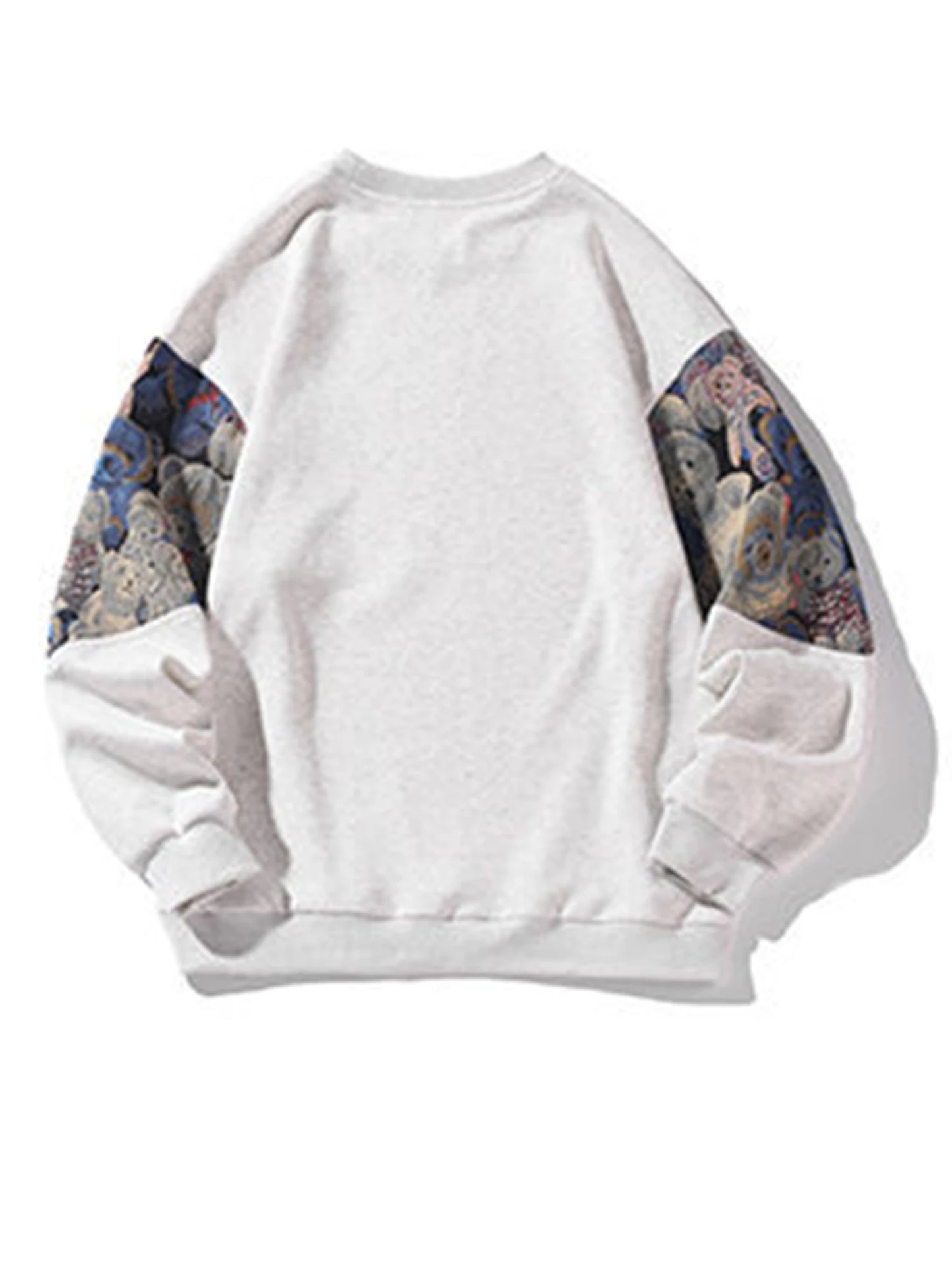 Men s Loose Pullover Long Sleeve Crewneck Bear Embroidery Sweatshirt