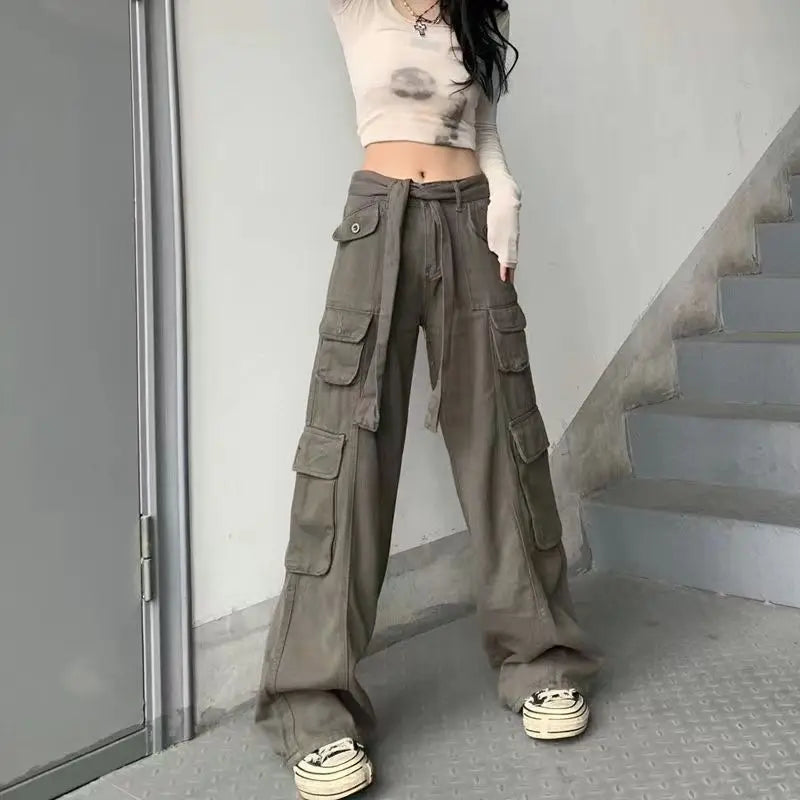 Spring Women's Safari Style Wide Leg Pants Sets Streetwear Outfit