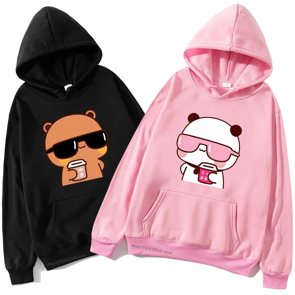 Couple Hoodies Bubu Watching Movie With Dudu Cartoon Kawaii Pullover