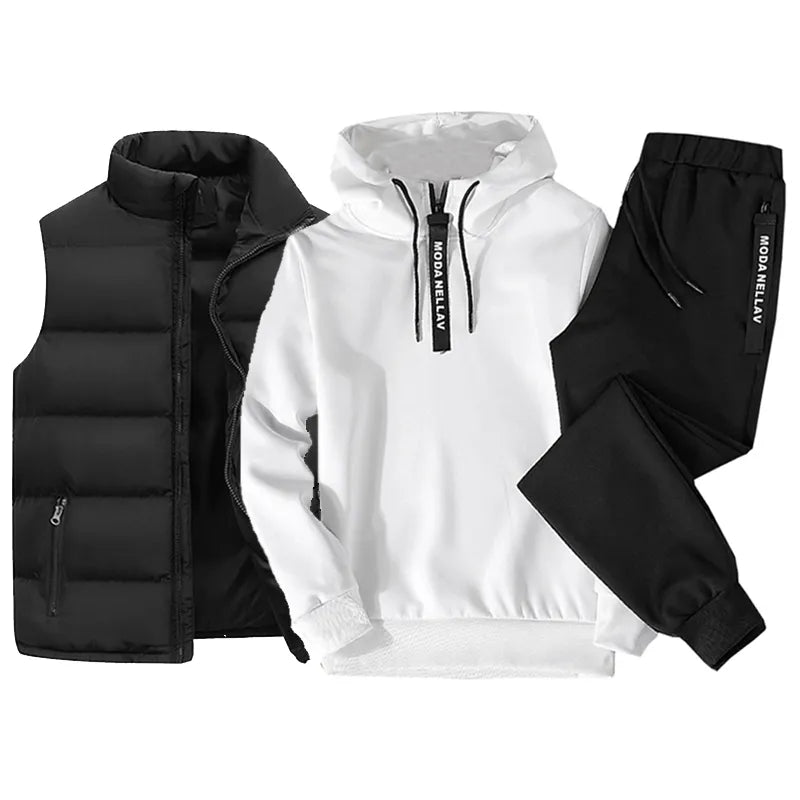 Mens Tracksuit Suits Half zip Hoodies Waterproof Down 3 Piece