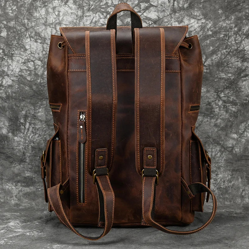 Leather Backpack For Men Laptop Travel Backpack 17 Inch Daypack