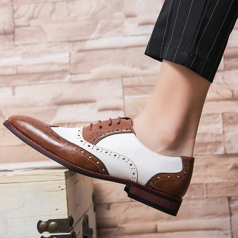 Men Dress Shoes Handmade Brogue Style Leather Oxfords Formal