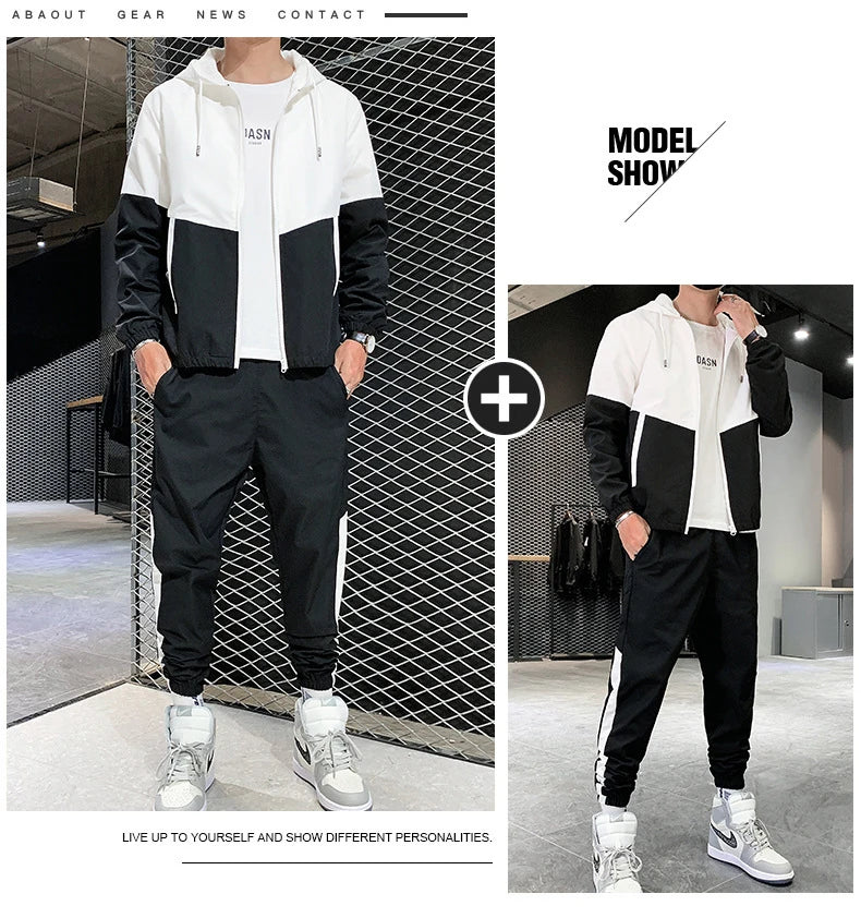 Men Tracksuit Casual Male Joggers Sportswear 2 Piece