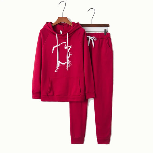 Casual Women's Tracksuit Fashion Sportswear 2 Piece Hoodie S-4XL