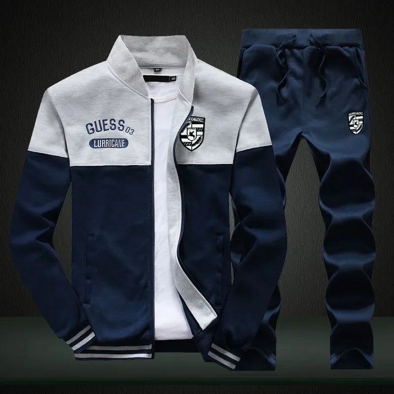 Men Tracksuit Zip Up clothing 2 Pieces Sets