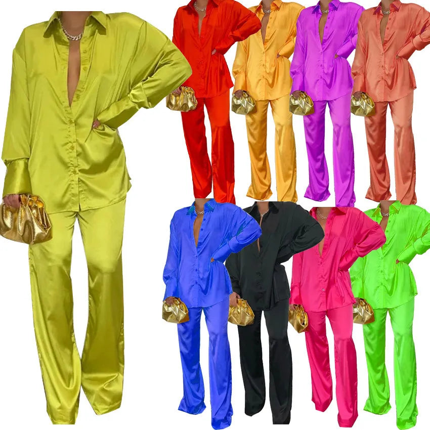 Fashionable multi-color colored loose casual party 2 piece suit