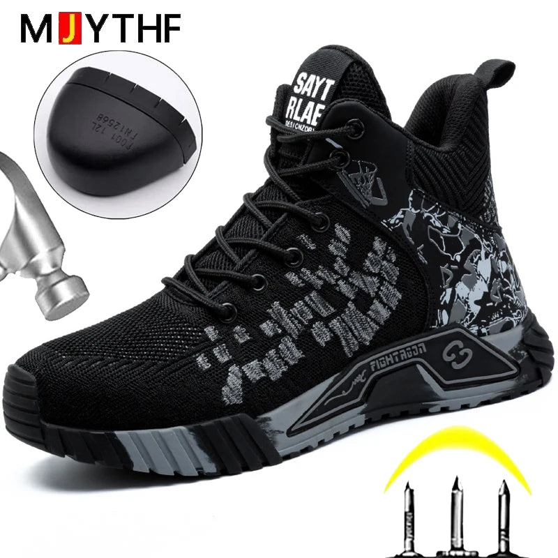 High Top Safety Shoes For Men's Anti Impact And Anti Puncture