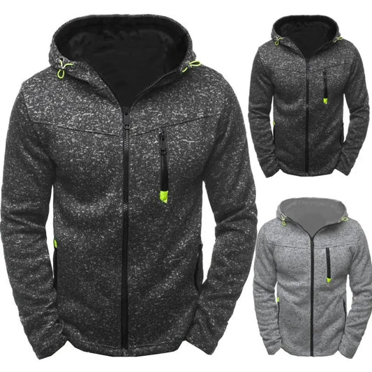 Men's Hoodie with Side Zipper Thin Wool Solid Color Tracksuit