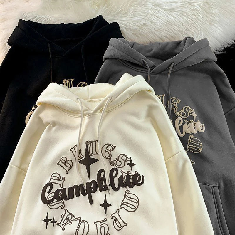 100% Cotton Hoodies for Couple's Pullover Vintage Harajuku Streetwear